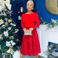 Evelyn Sequin Skirt Occasion Dress Red
