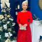 Evelyn Sequin Skirt Occasion Dress Red