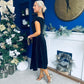 Imogen Gold Broach Velvet Midi Dress Black