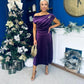 Imogen Gold Broach Velvet Midi Dress Violet