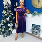 Imogen Gold Broach Velvet Midi Dress Violet