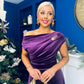 Imogen Gold Broach Velvet Midi Dress Violet
