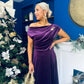 Imogen Gold Broach Velvet Midi Dress Violet