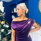 Imogen Gold Broach Velvet Midi Dress Violet