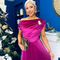 Imogen Gold Broach Velvet Midi Dress Orchid