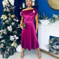 Imogen Gold Broach Velvet Midi Dress Orchid