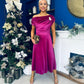 Imogen Gold Broach Velvet Midi Dress Orchid