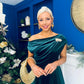 Imogen Gold Brooch Velvet Midi Dress Forest