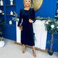 Lindsey Bow Detail Velvet Occasion Dress Navy