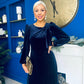 Lindsey Bow Detail Velvet Occasion Dress Navy