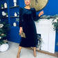 Lindsey Bow Detail Velvet Occasion Dress Navy