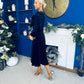 Lindsey Bow Detail Velvet Occasion Dress Navy