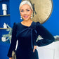 Lindsey Bow Detail Velvet Occasion Dress Navy