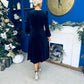 Lindsey Bow Detail Velvet Occasion Dress Navy