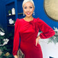 Lindsey Bow Detail Velvet Occasion Dress Red