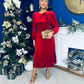 Lindsey Bow Detail Velvet Occasion Dress Red
