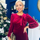Lindsey Bow Detail Velvet Occasion Dress Wine