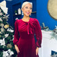 Lindsey Bow Detail Velvet Occasion Dress Wine