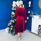 Lindsey Bow Detail Velvet Occasion Dress Wine