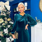 Lindsey Bow Detail Velvet Occasion Dress Forest