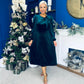 Lindsey Bow Detail Velvet Occasion Dress Forest