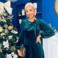 Lindsey Bow Detail Velvet Occasion Dress Forest