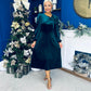 Lindsey Bow Detail Velvet Occasion Dress Forest