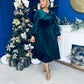 Lindsey Bow Detail Velvet Occasion Dress Forest