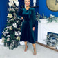 Lindsey Bow Detail Velvet Occasion Dress Forest