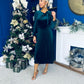 Lindsey Bow Detail Velvet Occasion Dress Forest