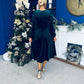 Lindsey Bow Detail Velvet Occasion Dress Forest