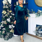 Lindsey Bow Detail Velvet Occasion Dress Forest