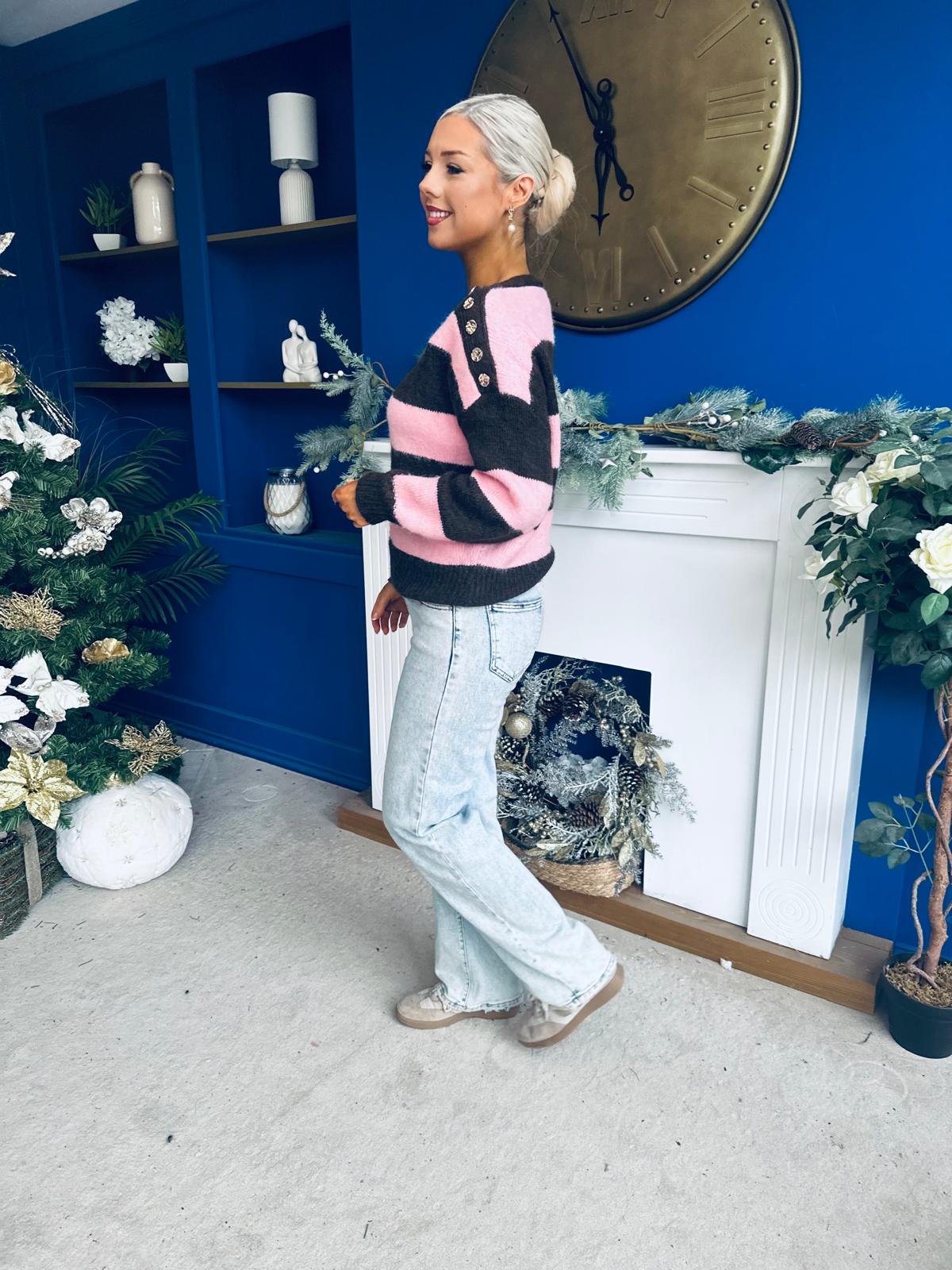 Edel Button Detailed Knitted Jumper Pink