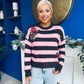 Roxy Embroidered Jumper Choc & Pink