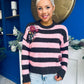 Roxy Embroidered Jumper Choc & Pink