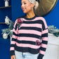 Roxy Embroidered Jumper Choc & Pink