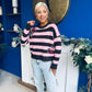 Roxy Embroidered Jumper Choc & Pink
