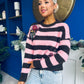 Roxy Embroidered Jumper Choc & Pink
