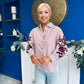 Mabel Embroidered Pinstripe Shirt Burgundy