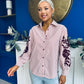 Mabel Embroidered Pinstripe Shirt Burgundy