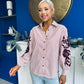 Mabel Embroidered Pinstripe Shirt Burgundy