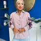 Mabel Embroidered Pinstripe Shirt Burgundy