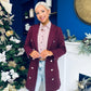 Piper Gold Button Jacket Burgundy
