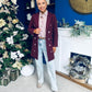 Piper Gold Button Jacket Burgundy