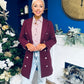 Piper Gold Button Jacket Burgundy