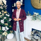 Piper Gold Button Jacket Burgundy
