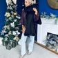 Kerri Faux Fur Trim Scarf Chocolate