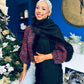 Kerri Faux Fur Trim Scarf Black