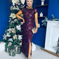 Georgie sequin Lace Split Maxi Dress Burgundy PRE ORDER Arriving 9 Oct