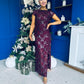 Georgie sequin Lace Split Maxi Dress Burgundy PRE ORDER Arriving 9 Oct